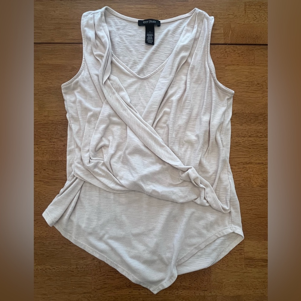 White House Black Market Cream Drape Tank Top
